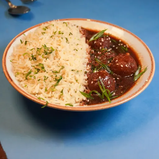 Veg Manchurian With Roasted Garlic Cilantro Rice [1 Bowl]