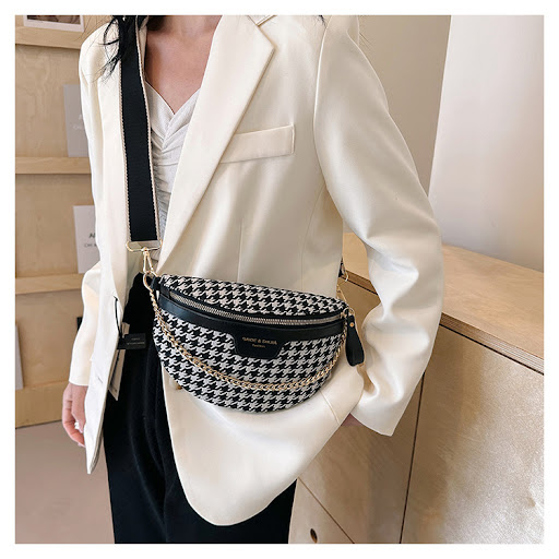 Title 5, Womens Fashion Houndstooth Chest Bag Shoulder ...