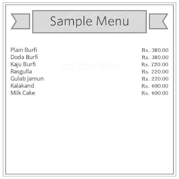 Brijwasi Sweets menu 