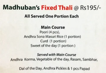 Madhuban- Sattvic South Indian Restaurant menu 