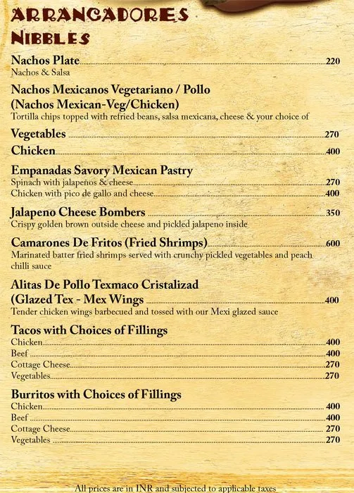 The Mexicana - Ramada Resort menu 