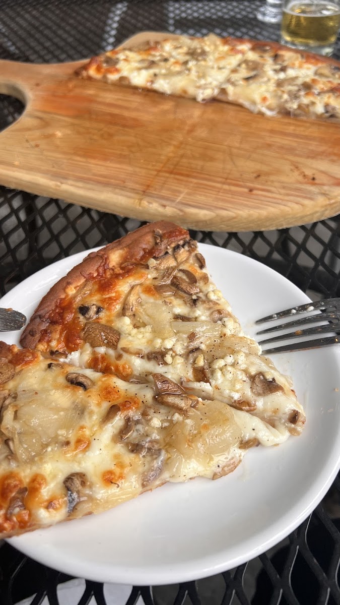 Mushroom pizza on gf crust