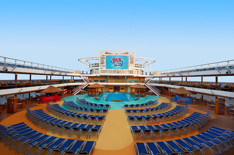 The main pool area on Carnival Vista offers activities day and night.