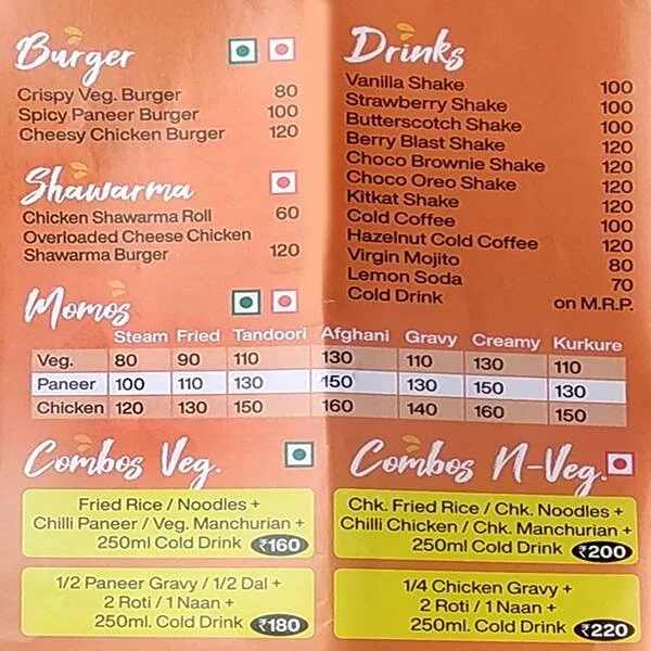 The Munching Co. menu 