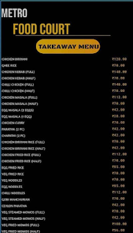 Metro food court menu 1