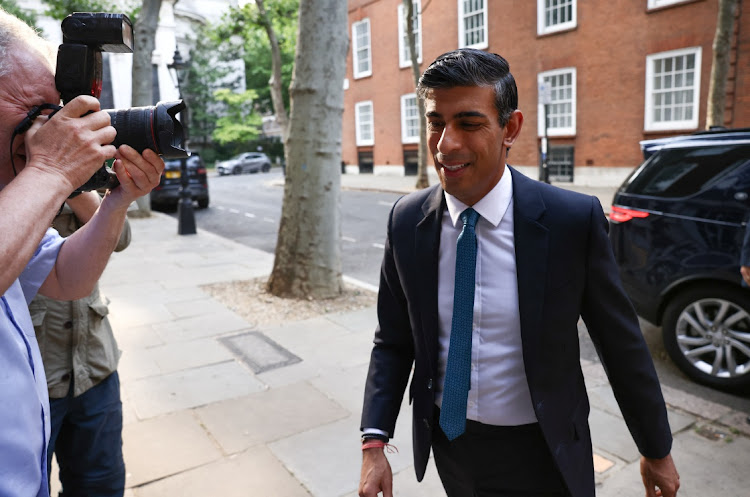 Conservative leadership candidate Rishi Sunak arrives at an office building in London, Britain, July 20 2022. Picture: HENRY NICHOLLS/REUTERS