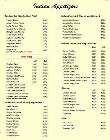 Kents Restaurant menu 