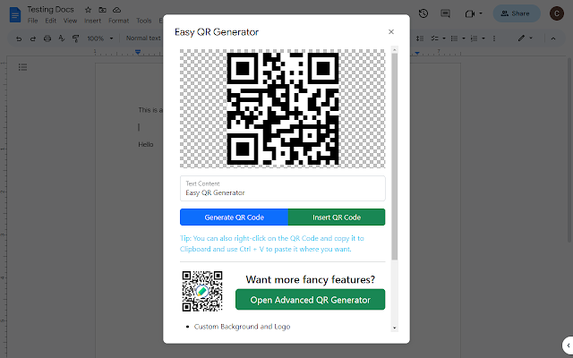QR Generator for Docs™️ screenshot 1