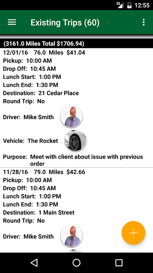 Android application Track My Mileage and Time screenshort