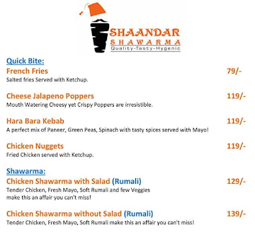 Shaandar Shawarma By Roxtarz menu 