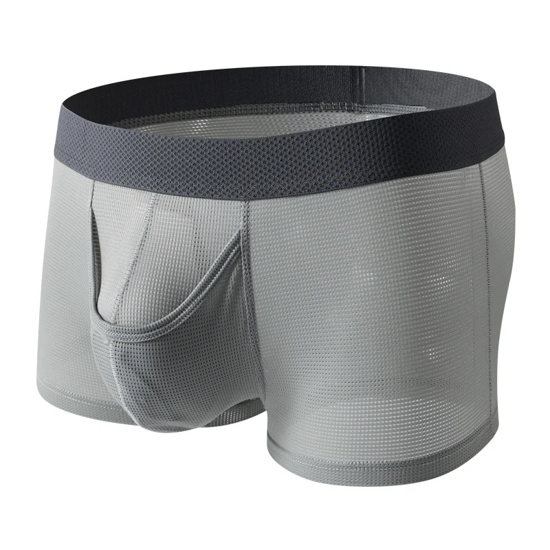 Men's Ice Silk Boxer Mesh Breathable Underwear, offering superior comfort and ventilation for all-day freshness and supp