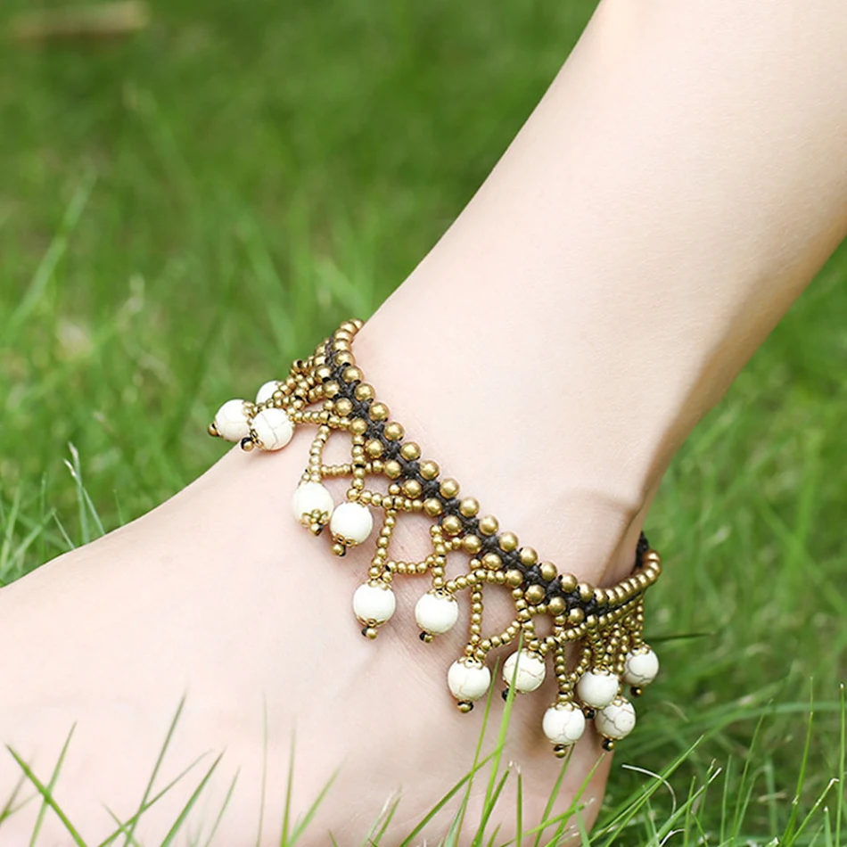 Jiemancheng Sieraden Retro Overdreven Meerlaagse Kralen Enkelband, de perfecte boho-chique accessoire voor de zomer, stralend en stijlvol.
