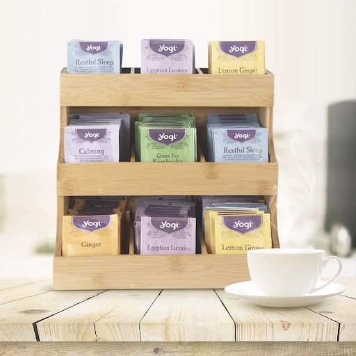 Title 5, Bamboo Tea Bag Coffee Wooden Storage Rack. Orga...