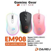 Chuột Gaming Dareu Em908 Đen / Hồng / Trắng ( Led Rgb , Dpi: 800 - 6400 )