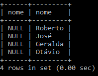 Demonstração do resultado de um RIGHT EXCLUDING JOIN / SQL JOIN