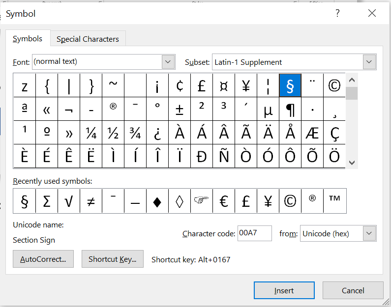 How to Insert the Section Symbol In Word or Excel? 