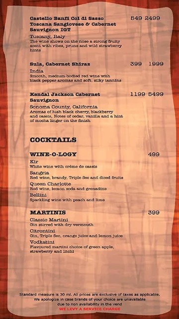 Slounge - Lemon Tree Hotel menu 