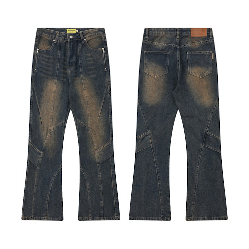 Title 14, Washed Old Cargo Jeans Men and Women Comfortabl...