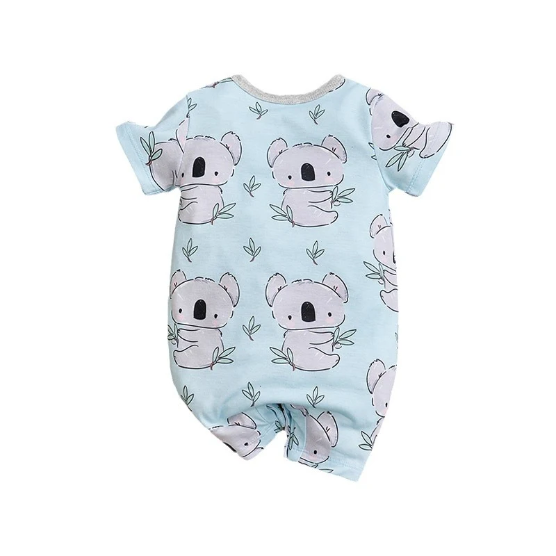 Yazlık Yeni Bebek Tulumu Tamamen Baskılı Koala Bebek Sıcak yaz ayları için ideal rahat ve sevimli bebek giysisi Yumuşak kumaş kolay giyim