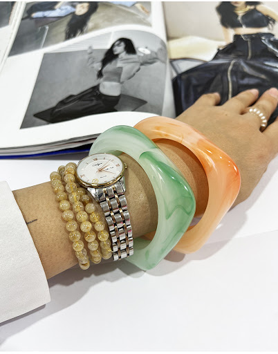 Title 2, Colorful Multi-color Square Acrylic Bracelet Ad...