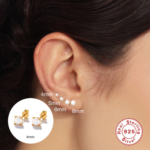 Title 6, S925 Sterling Silver Classic Four-Claw Pearl St...