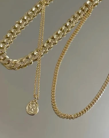 Roestvrijstalen ketting met gouden - 1