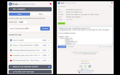 Epupp: Live Tamper your Web screenshot 1