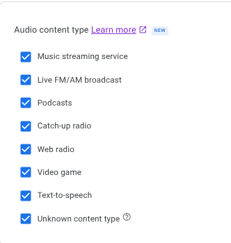 Audio content type
