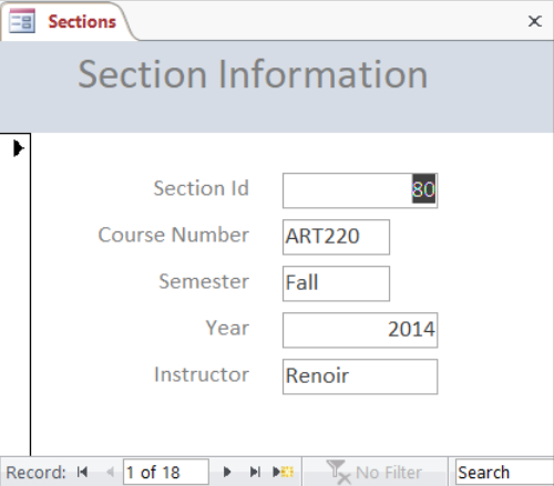 Section Information Form