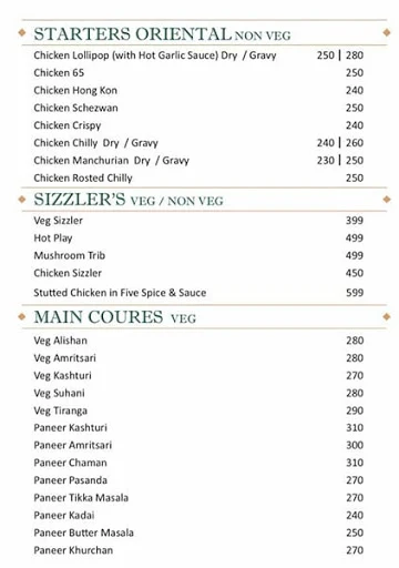 Classic Restaurant & Bar menu 