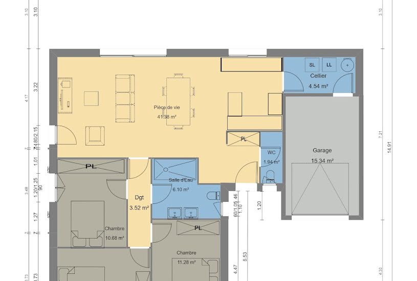  Vente Terrain + Maison - Terrain : 650m² - Maison : 92m² à Saint-Vincent-de-Paul (40990) 