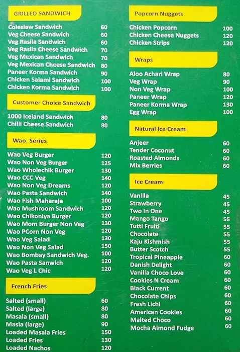 Hutkar Burger and Ice Creams menu 