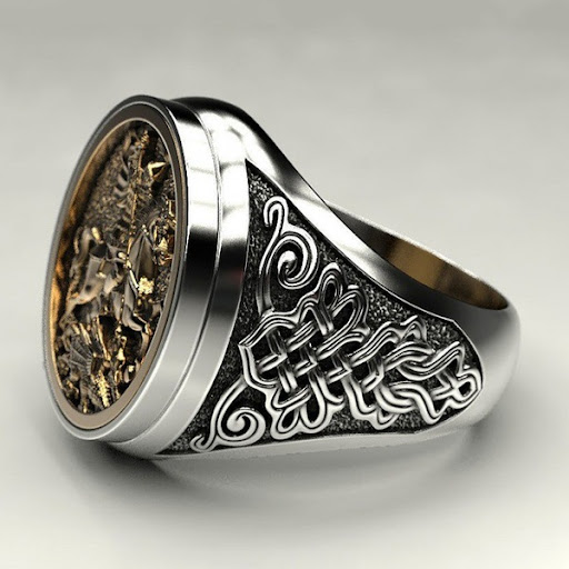 Title 1, Mens Domineering Knight Silver Plated Finger R...