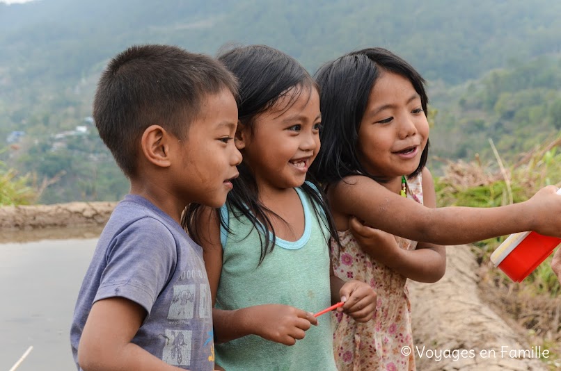 Maligcong, balade rizières, enfants