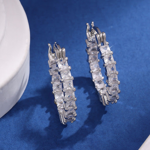 Title 3, Fine Zircon-embedded earrings for women, featur...