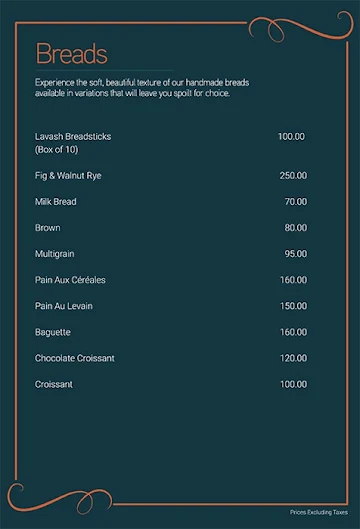 Feu Dessert Bar menu 