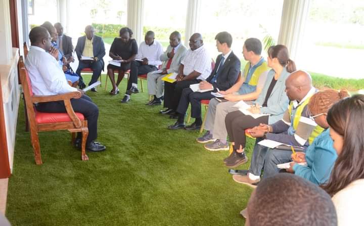 Governor Lusaka during a meeting with the Koica officials.