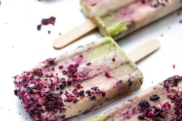 Mermaid Popsicles (Matcha Roasted Blackberry Popsicles) - Paleo, Vegan