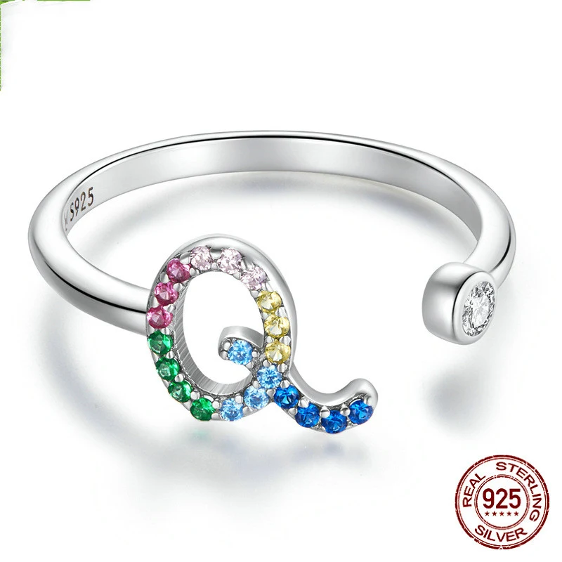 Title 20, Bague 26 lettres en zircon coloré, tendance mod...
