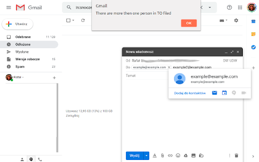 Gmail Multiple TO alert