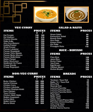 Chattore Dilli Ke menu 