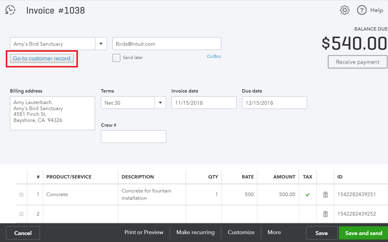 Go to Customer Button for QuickBooks Online Preview image 0