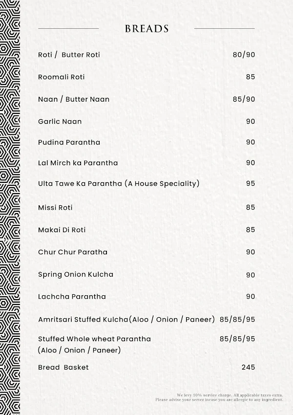 Punjab Bistro menu 