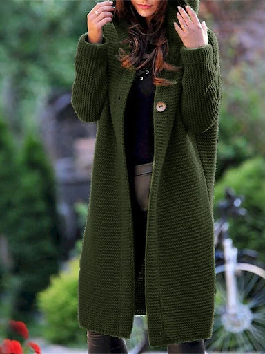 Title 2, Medium Length Sweater Hooded Cardigan Womens S...