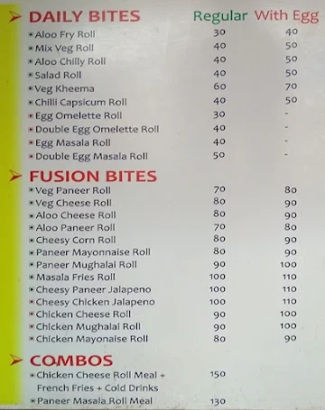 Rolls Center menu 