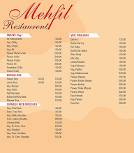 Mehfil Restaurant and Bar menu 1