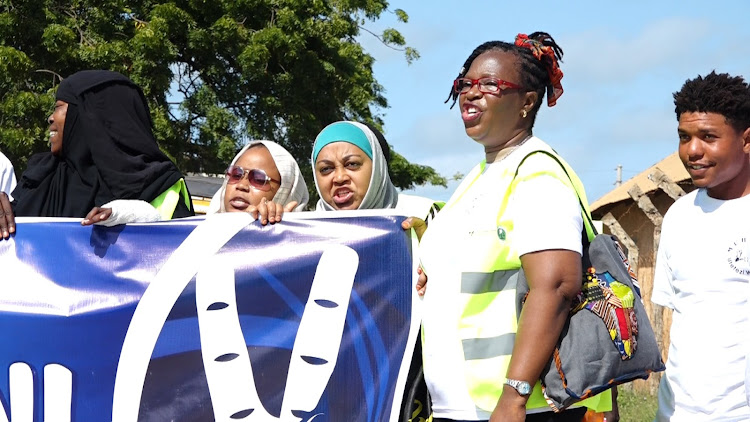 Civil Rights Organisations in Malindi take part in a peace walk to sensitize residents against being used to cause violence during the elections