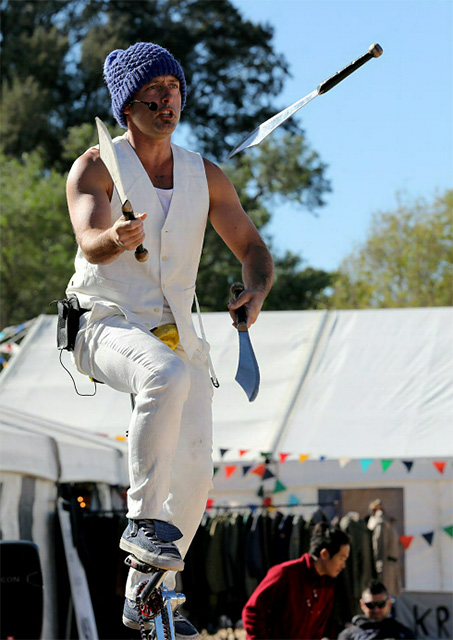 A busker at the Village Green