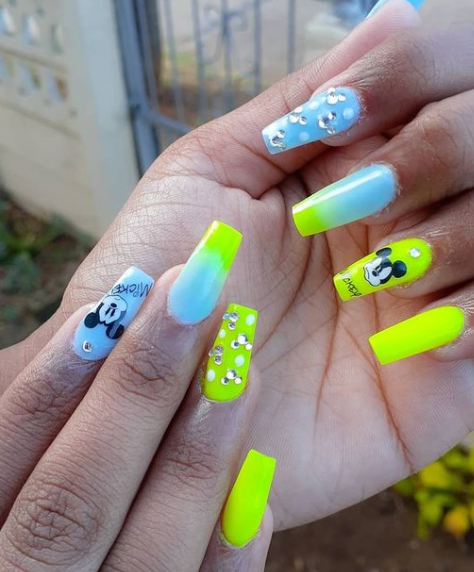 Micky Mouse Neon Nail Designs