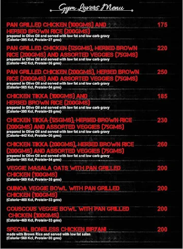 Fit Kitchen India menu 